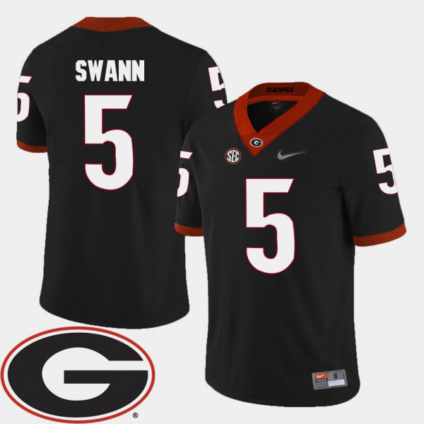 Men's #5 Damian Swann Georgia Bulldogs College Football 2018 SEC Patch Jersey - Black